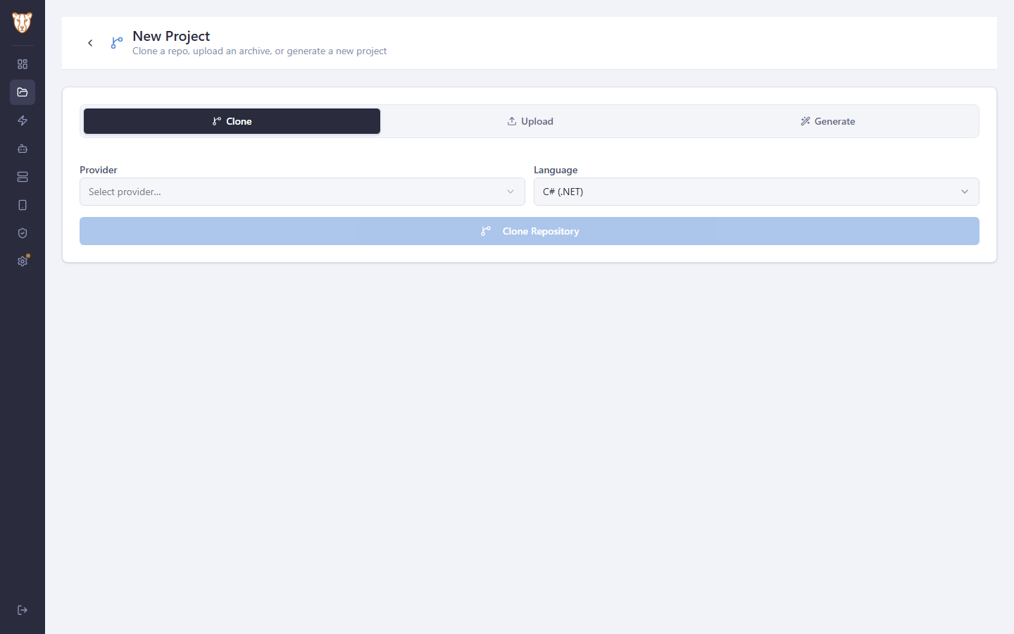 Choose how the project arrives