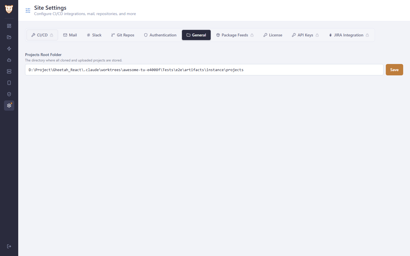 The project folder, after the installation